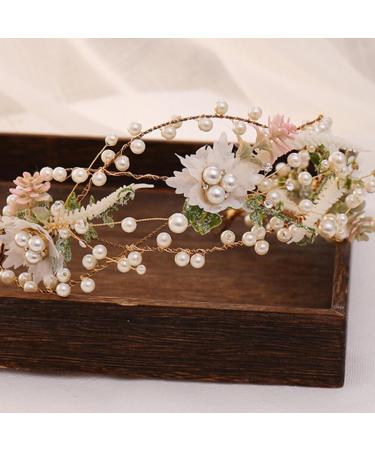 FRCOLOR Peal Flower Headband Bride Headband Boho Leaf Floral Wedding Garland Hair Bands for Womens Hair Fairy Headband for Party Prom Props Hair Accessories for Girls - Buy Online on GoSupps.com
