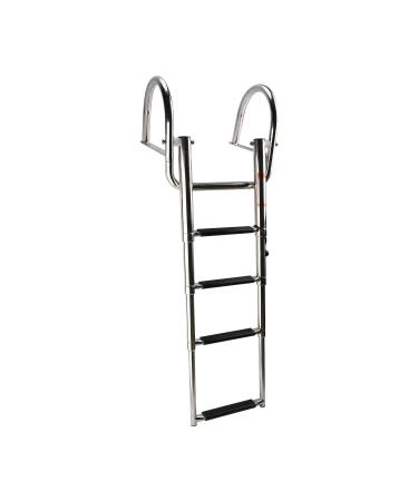 YaeMarine Stainless Steel in-Board 4 Steps Telescoping Ladder Folding Dock Ladder for Marine Boat Yacht Swimming Pool