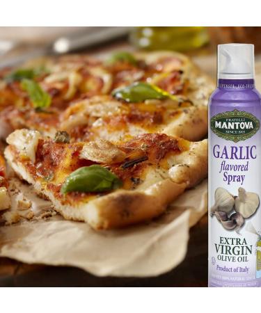 Mantova Garlic Flavored Extra Virgin Olive Oil Spray - 8 oz - Made in Italy - Perfect for Salads, Pasta Sauces, and Grilling - Heart-Healthy Cooking Oil Dispenser Bottle - 100% Natural - Buy Online on GoSupps.com
