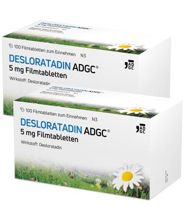 Desloratadin -Adgc 5 mg - 2x 100 pieces - anti -allergic with faster & long -lasting effect in allergies - hardly any fatigue - relieves itching & quaddy at Urtikaria - from 12 years