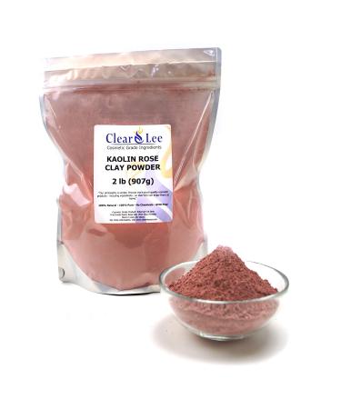 ClearLee Kaolin Rose Pink Clay Cosmetic Grade Powder - 100% Pure Natural Powder - Great For Skin Detox, Rejuvenation, and More - Heal Damaged Skin - DIY Clay Face Mask (2 lb) 2 Pound (Pack of 1)