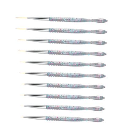 minkissy 2sets Nail Art Drawing Pen Nail Pens Nail Art Liner Nail Dtriper Transparent Handle Nail Brush Micro Paint Brush Nail Art Supply Paint Pen Draw a Line Alloy Pen Holder