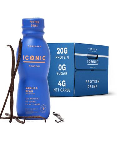 ICONIC Low Carb High Protein Drinks, Bean, Vanilla, 11.5 Fl Oz (Pack of 12)