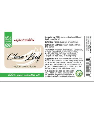 GreenHealth Clove Leaf Essential Oil - 16 fl oz (473 ml) Aluminum Bottle with Plug Cap - 100% Pure Essential Oil - Buy Online on GoSupps.com