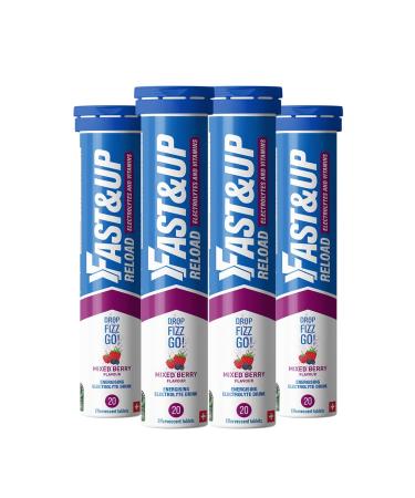 Fast&Up Reload Mixed Berry - Instant Electrolytes & Hydration - 80 Effervescent Tablets (4 x 20) - Saver Multipack Mixed Berry 20 count (Pack of 4) - Buy Online on GoSupps.com
