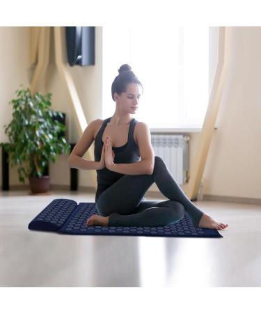 Acupress Toweratte & Pillow Set | Acupuncture Spike Yoga Mat for Relaxation & Muscle Recovery | Wellness Massage with Tag Bag - Navy Blue - Buy Online on GoSupps.com