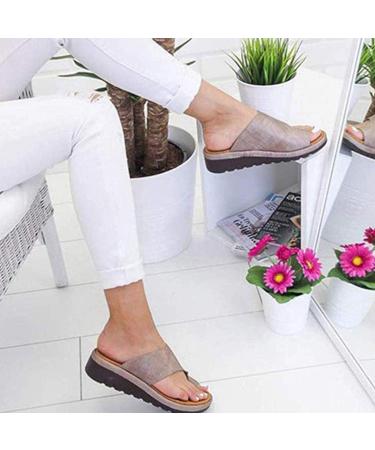 Comfortable Women's Platform Sandals - Orthopedic PU Leather Shoes for Bunion Correction | Flat Sole & Large Toe Design - Perfect for Family & Friends - Buy Online on GoSupps.com