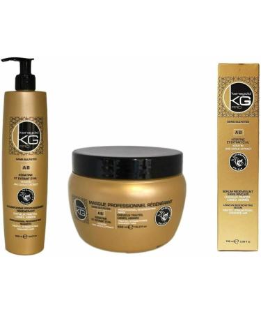 KERAGOLD PRO - Sulfate-Free Hair Care Trio Pack: Shampoo 500ml + Mask 500ml + Serum 100ml - Keratin & Garlic Extract