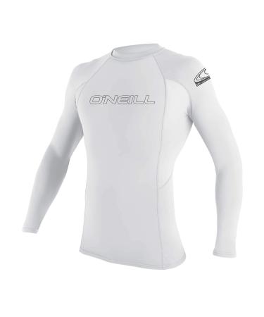 O'Neill Men's Basic Skins UPF 50+ Long Sleeve Rash Guard, White, S