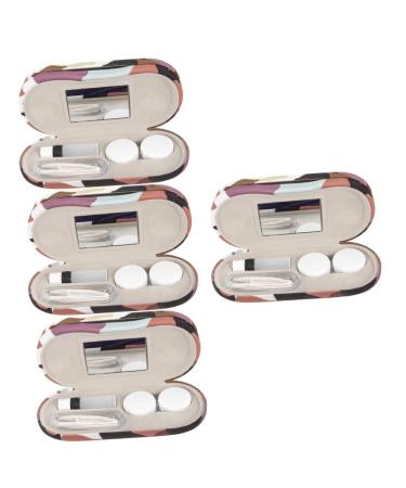 Solustre 4 sets dual-purpose glasses case double-sided contact lenses case at home glasses container glasses case 2-in-1-eye case sunglasses travel camouflage cover