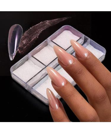 Pearl Holographic Nail Glitter | 6 Grid Chrome Nail Powder for Stunning Nail Art | Aurora Bubble Dipping Dust - Buy Online on GoSupps.com