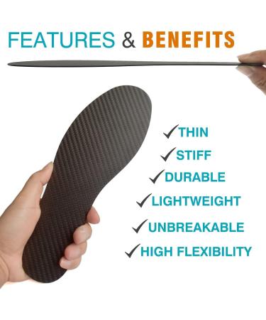 Carbon Fiber Shoe Insole - Semi-Rigid Insert for Comfort | Fits Men Size 8 & Women Size 9 | 24.5cm - Buy Online on GoSupps.com
