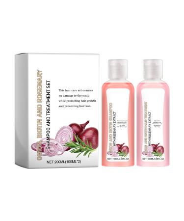 Oignon Biotine & Romarin Shampooing & Treatment Set Anti-Chute Hydratant Nourrissant R parateur Pour Tous Les Types De Cheveux (Shampooing + Revitalisant)