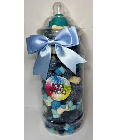Happy Birthday Filled Pick N Mix Sweet Victorian Jar Gift Personalised Present 970ml blue - Buy Online on GoSupps.com