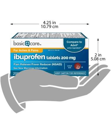 Amazon Basic Care Ibuprofen 200mg - 200 Coated Tablets - Buy Online on GoSupps.com