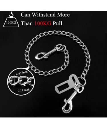 Mogokoyo Stainless Steel No chew Dog Car Seat Belt Pet Vehicle Safety Restraint Tether Heavy Duty Big Canine Dog Car Leash Strap with Double Clip and Latch Attachment-25 Inch 25.5 Inch/65 CM - Buy Online on GoSupps.com