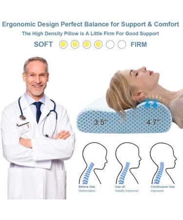 Anvo Memory Foam Pillow Neck Contour Cervical Orthopedic FIRM Pillow for Sleeping Side Back Stomach Sleeper Ergonomic Design for Neck and Shoulder Pain Relief - FIRM - Standard 24 x 13.4 x 4.7 inches - Buy Online on GoSupps.com