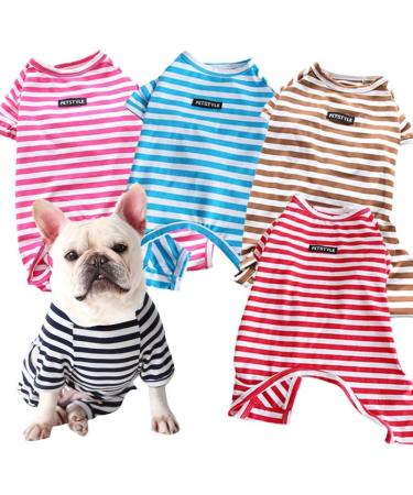 Bt Bear Fat Dog Clothing - Classic Striped Pajamas for Pugs & French Bulldogs | Soft Cotton Overall Costume for Cats Puppies & Small Dogs | Black Medium - Buy Online on GoSupps.com