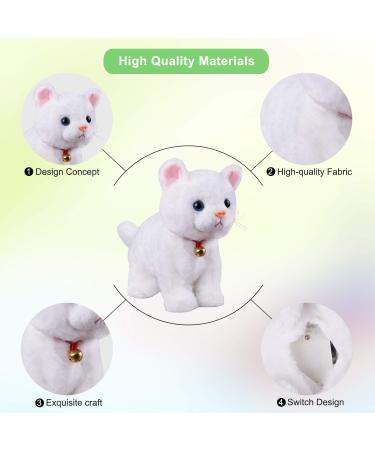 Interactive White Plush Animal Cat Stuffed Toy | Barking Meow Kitten | Touch Control Electronic Pet Cat Toy | Animated Robot Cat for Kids - L 12 x H 8 x W 5 - Buy Online on GoSupps.com
