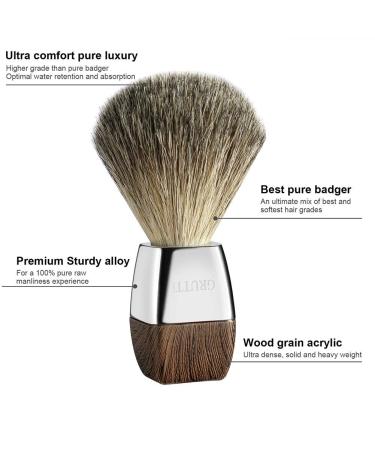 GRUTTI Luxury Safety Razor Shaving Kit for Men | Wet Shave Set with 100% Badger Brush, Shaving Bowl, and Razor Stand | Manual Safety Razor Compatible with Mach 3 | Wood Grain | Perfect Gifts for Men - Buy Online on GoSupps.com