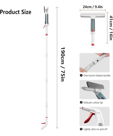 RRRYYYZZ 75'' Spray Window Squeegee for Home with 4-Section Extension Pole 4 in 1 Shower Squeegee for Glass Doors Window Washing Kit with Sewage Collector and 5 Pads - Buy Online on GoSupps.com