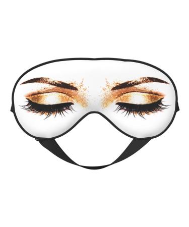 Soft Sleep Mask for Men Women Double Side Print Golden Sleeping Masks with Adjustable Strap Women Eyelash Eye Covers Blackout Blindfold for Travel Home Office