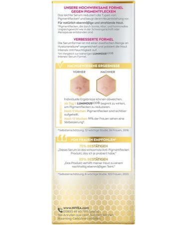 NIVEA Cellular LUMINOUS630 Intensive anti-pigment spot serum (30 ml) facial care with hyaluronic acid for a more even and radiant complexion serum against pigment spots - Buy Online on GoSupps.com