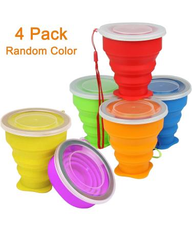 4 Pack Silicone Collapsible Travel Cup Set with Lid - Reusable & Expandable Drinking Mug for Camping and Hiking - Buy Online on GoSupps.com