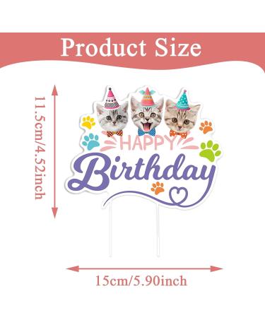 Cat Cake Topper Birthday Topper for Cat Party Decorations Happy Birthday Cake Topper Decoration for Pet Kitten Kitty Birthday Party Decorations 5 inch Colorful Cake Topper - Buy Online on GoSupps.com