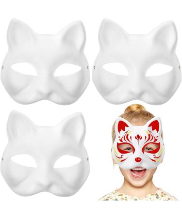Luxshiny 3 STK Halloween Decor - Hand-Painted White Masquerade Masks Cat Face Fox Graffiti Perfect Accessories for Creative Costumes - Buy Online on GoSupps.com