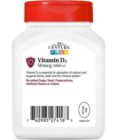 21st Century Vitamin D3 50 mcg (2000 IU) - 250 Liquid Softgels for Immune Support - Buy Online on GoSupps.com