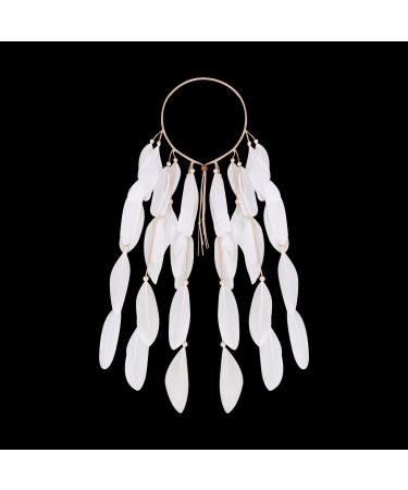 Girls Lady Bohemian Headband Handmade Peacock Feather Tassel Headdress Tribal Indian Headpiece Fascinator Headwear Hippie Boho Hair Accessories for Women Dance Party Festival (white) - Buy Online on GoSupps.com