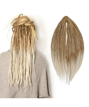 10 strands/pack of synthetic dreadlocks extension thin 0.6cm crocheted hair soft dreads one-sided dreadlocks reggae hip-hop hippie style (20inch-double ended mt27-613#) 20inch-double ended MT27-613#