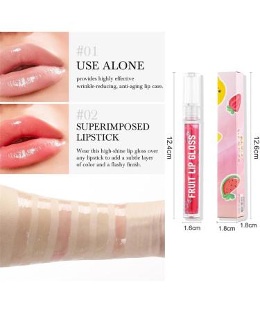 HADAVAKA Moisturizing Lip Oil Fruit Lip Gloss Plumper Clear Lip Oil Fruit Liquid Lip Oil Replenishes Water Hydrates Lip Glaze NonSticky Liquid Lipstick Can Keep Your Lips Plumper - Buy Online on GoSupps.com