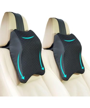 Memory Foam Car Seat Headrest Neck Cushion - 2 Pack Black Ergonomic Pillow for Neck and Back Support - Buy Online on GoSupps.com