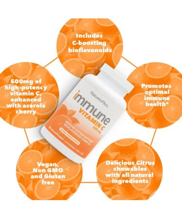 Nature's Plus Immune Vitamin C 500mg - 100 Chewable Tablets for Immune Support - Buy Online on GoSupps.com