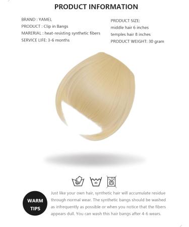 Yamel Bangs Hair Clip in Bangs Hair Extensions Shine Blonde Synthetic Flat Bang with Temples Front Face Fringe Bangs Hair Pieces for Women - Buy Online on GoSupps.com
