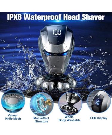 5 in 1 Electric Head Shaver for Bald Men - 7D Rotary Shaver with Nose Hair Trimmer & Face Brush | International Shipping - Buy Online on GoSupps.com
