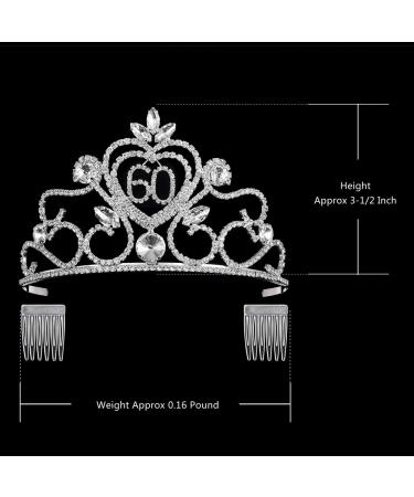 YZHSTONE 60th Birthday Queen Tiara Crown - Silver Women's 60th Birthday Crown - Buy Online on GoSupps.com