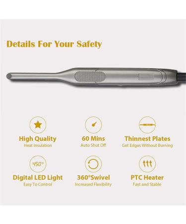 Professional 2 in 1 Hair Straightener & Curling Iron for Short Hair - 7MM Narrow Board Hair Curler & Beard Styler - Grey - Buy Online on GoSupps.com