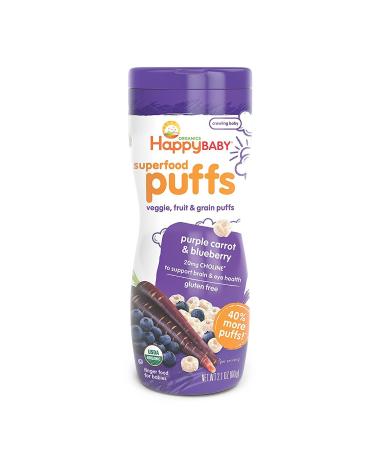 Happy Family Organics Superfood Puffs  Veggie Fruit & Grain  Purple Carrot & Blueberry 2.1 oz (60 g)