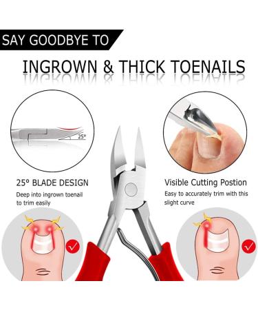 7 PCS Thick Ingrown Toenail Clipper Kit with Nail Clippers Toenail Lifter Cuticle Cutter Nail File Toenail Corrector PU Leather Case for Ingrown Thick Hard Toe Nail Fingernail Red - Buy Online on GoSupps.com