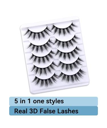 Brieve 18mm 5 Pairs 3D Faux Mink False Eyelashes - Fluffy, Thick & Curled Strip Lashes for Natural Look Makeup - Buy Online on GoSupps.com