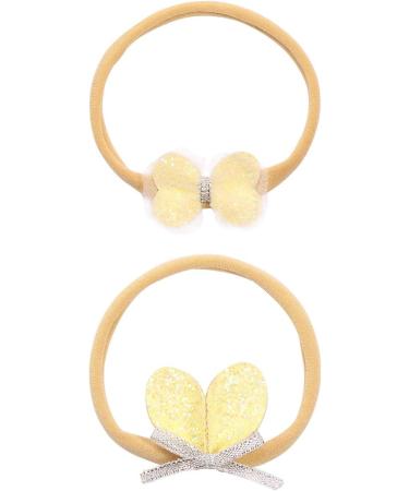 10 pcs Set Baby Girls Nylon Bow Flower Tiara Headbands - Yellow for Newborn Toddlers - Buy Online on GoSupps.com