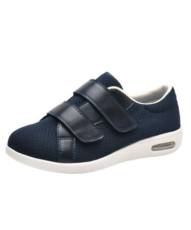 MisFun Diabetic Shoes for Women Unisex Velcro Sneakers Breathable Diabetic Shoe Suitable for Foot Fracture Recovery Surgical Rehabilitation 12.5 Dark Blue