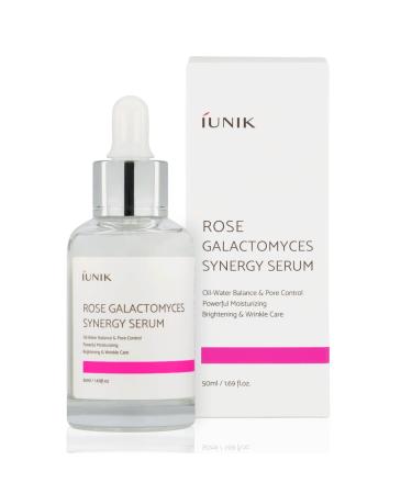 iUNIK Rose Galactomyces Synergy Vegan Face Serum 1.69 Fl Oz Naturally Fermented Rose Water Hydrating Ampoule Serum Deep Moisturizing Pore Minimizing Alcohol-free Chemical-free Korean Skincare