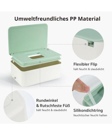 Cheerhom Baby Wet Wipes Box - Green Storage Box for Damp Toilet Paper & Cloths | 18 x 12.2 x 7cm | Ideal for Home Office & Outdoor Use - Buy Online on GoSupps.com