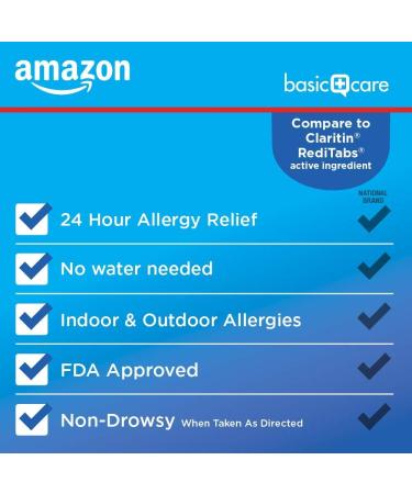 Buy Amazon Basic Care Loratadine 10 mg Orally Disintegrating Tablets - 24 Hour Allergy Relief - 30 Count International Shipping - Buy Online on GoSupps.com