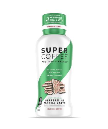 Super Coffee Iced Keto Coffee (0g Added Sugar 10g Protein 70 Calories) Peppermint Mocha Latte 12 Fl Oz 12 Pack | Iced Coffee Protein Coffee Drinks - LactoseFree GlutenFree