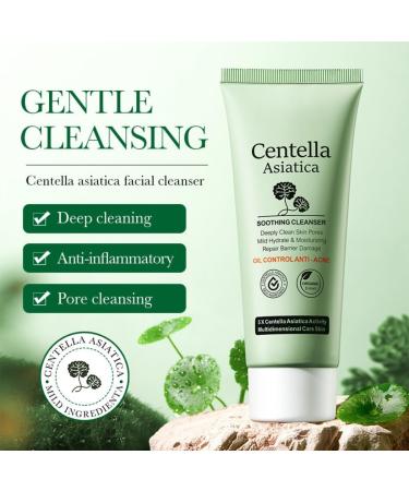 Centella Cleanser with 5X Centella Asiatica Activity 100g Deeply Clean Mild Hydrate & Moisturizing Repair Barrier Damage Soothing Cleanser for Oil Control and Acne Organic Extract - Buy Online on GoSupps.com